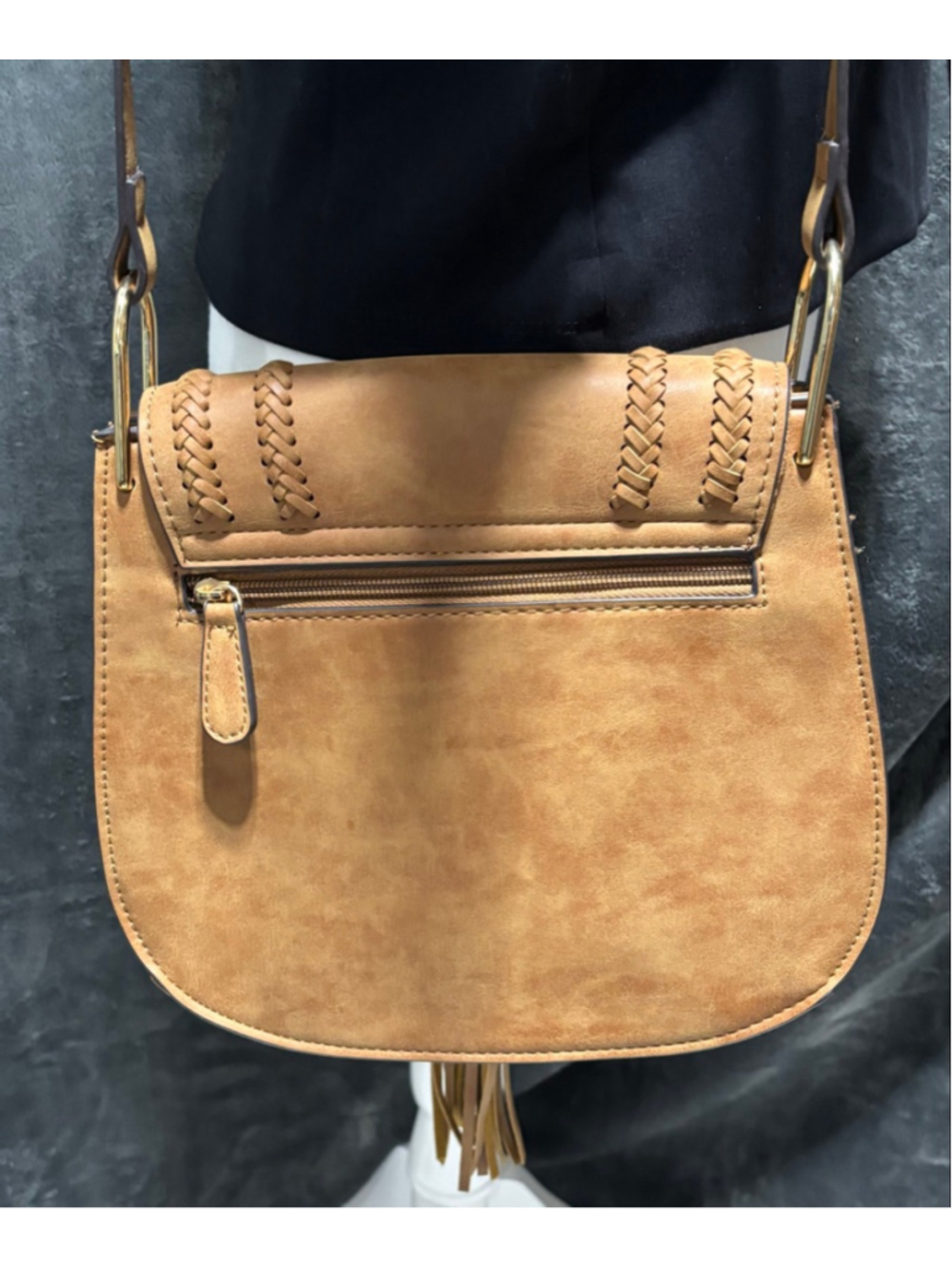 EUC Franco Sarto Western Equestrian Boho Tan Faux Leather "Rex" Saddle Bag - Picture 2 of 9